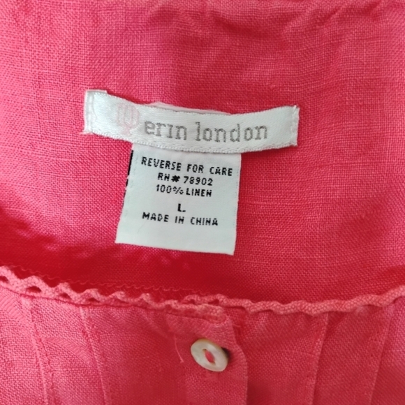 100% Linen Twin Set | Coral Button Shirt + Matching Tank | M/L - Picture 12 of 13